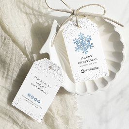 Blauwe sneeuwvlok bedrijf logo Christmas Cadeaulabel