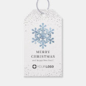 Blauwe sneeuwvlok bedrijf logo Christmas Cadeaulabel (Voorkant)
