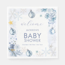 Blauwe Sneeuwvlok Bloem Winter Baby Shower Welkom