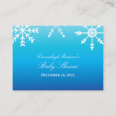 Blauwe sneeuwvlok boeken voor Baby shower spel Informatiekaartje (Achterkant)