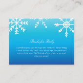 Blauwe sneeuwvlok boeken voor Baby shower spel Informatiekaartje (Voorkant)