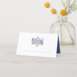 Blauwe Sneeuwvlok Broche Vakantie Tafel Plaats Kaa Plaatskaartje