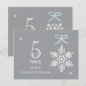 Blauwe sneeuwvlok bruiloft receptie tafel nummer K Briefkaart (Voorkant / Achterkant)