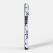 Blauwe Sneeuwvlok Damast Patroon iPhone Hoesje (Rechterkant)