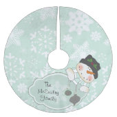 Blauwe sneeuwvlok en Snowman Holiday Tree Skirt Kerstboom Rok (Voorkant)