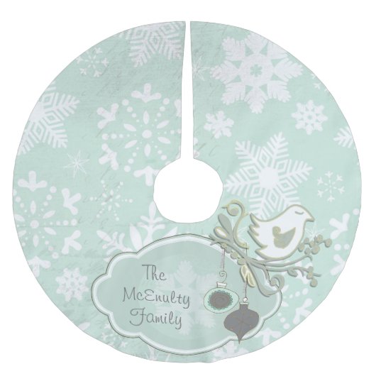 Blauwe sneeuwvlok en vogel vakantieboom rok kerstboom rok (Voorkant)