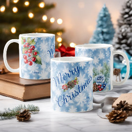 Blauwe Sneeuwvlok Familie Naam Kerstmis Jaar   Koffiemok