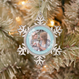 Blauwe Sneeuwvlok Familie Vakantie Tin Sneeuwvlok Ornament