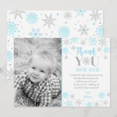 Blauwe Sneeuwvlok Foto 1e Verjaardag Dank u Kaart (Voorkant / Achterkant)