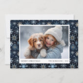 Blauwe Sneeuwvlok Foto Christmas Kaart (Voorkant)