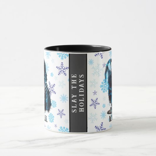 Blauwe sneeuwvlok Grim Reaper Grappige Horror Kers Mok (Midden)