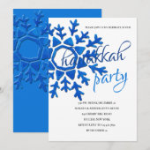 Blauwe Sneeuwvlok Hanukkah Feest Uitnodiging (Voorkant / Achterkant)