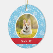 Blauwe sneeuwvlok hond keramisch ornament (Links)