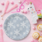 Blauwe sneeuwvlok Kerst baby shower verjaardagsdee Papieren Bordje (Feest)