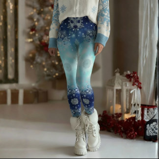 Blauwe Sneeuwvlok Kerst Leggings