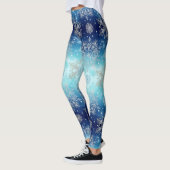 Blauwe Sneeuwvlok Kerst Leggings (Links)