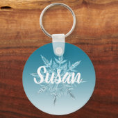 Blauwe Sneeuwvlok Kerst Persoonlijke Sleutelhanger (Voorkant)
