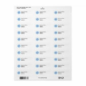 Blauwe Sneeuwvlok Kerst Terug Adres Etiket (Full Sheet)