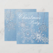 Blauwe Sneeuwvlok Kerstfeest Kaart (Voorkant / Achterkant)