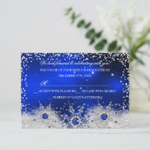 Blauwe sneeuwvlok kerstfeest RSVP (Staand voorkant)