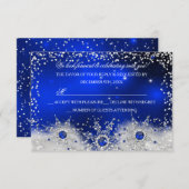 Blauwe sneeuwvlok kerstfeest RSVP (Voorkant / Achterkant)