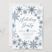Blauwe Sneeuwvlok Kerstfeest Uitnodiging (Voorkant)