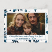  Blauwe Sneeuwvlok Kerstfoto Feestdagenkaart (Voorkant)