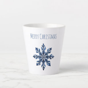 Blauwe Sneeuwvlok Kerstmis Latte Mok