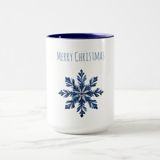 Blauwe Sneeuwvlok Kerstmis Mok (Midden)