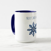 Blauwe Sneeuwvlok Kerstmis Mok (Voorkant links)