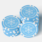 Blauwe Sneeuwvlok Kerstmis Poker Chips (Opstapeling)