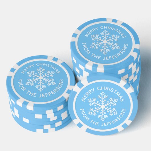 Blauwe Sneeuwvlok Kerstmis Poker Chips (Opstapeling)