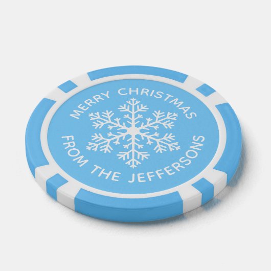 Blauwe Sneeuwvlok Kerstmis Poker Chips (Enkel)