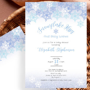 Blauwe Sneeuwvlok Kusjes Baby Shower Uitnodiging