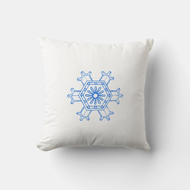Blauwe Sneeuwvlok Kussen (Voorkant)