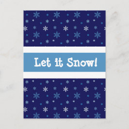 Blauwe Sneeuwvlok "Laat het sneeuwen" Ansichtkaart Feestdagenkaart