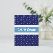 Blauwe Sneeuwvlok "Laat het sneeuwen" briefkaart (Staand voorkant)