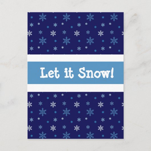 Blauwe Sneeuwvlok "Laat het sneeuwen" briefkaart (Voorkant)
