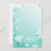 Blauwe sneeuwvlok & lichte kerstfeest uitnodiging (Achterkant)