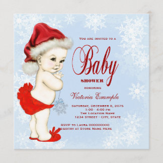 Blauwe Sneeuwvlok Meisjes Kerst Baby Shower Kaart