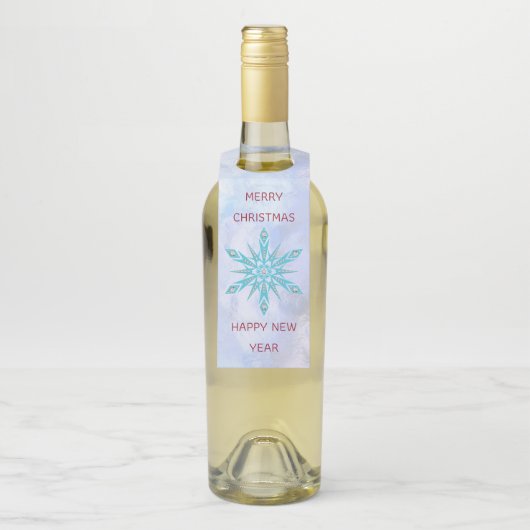 Blauwe sneeuwvlok met diamanten flessenhanger (Op fles)