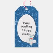 blauwe sneeuwvlok met vakantiegroet cadeaulabel (Voorkant)