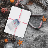 Blauwe sneeuwvlok minimalistische rode letter Gift Cadeaulabel