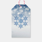 Blauwe sneeuwvlok minimalistische rode letter Gift Cadeaulabel (Achterkant)