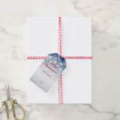 Blauwe sneeuwvlok minimalistische rode letter Gift Cadeaulabel (Met Touw)