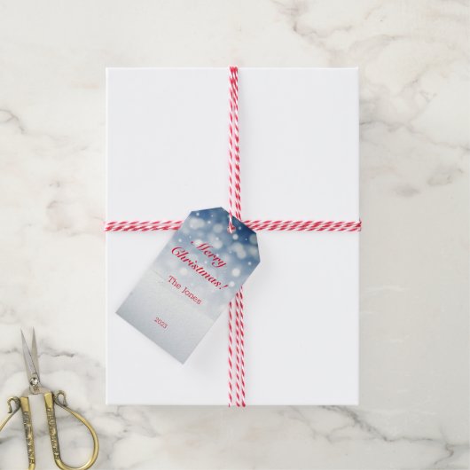 Blauwe sneeuwvlok minimalistische rode letter Gift Cadeaulabel (Met Touw)
