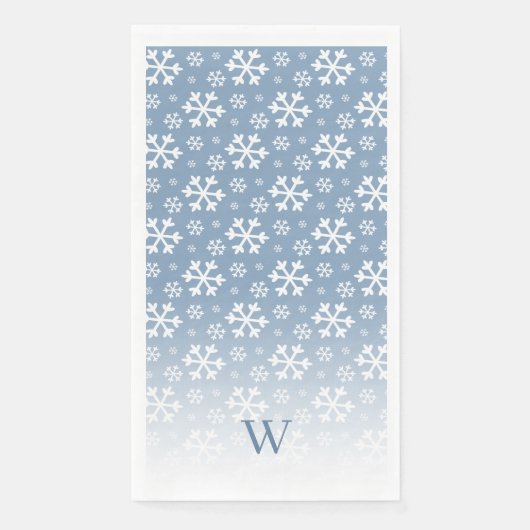 Blauwe Sneeuwvlok Monogram Servet (Voorkant)