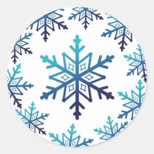 Blauwe sneeuwvlok Noel Kerstmis Ronde Sticker