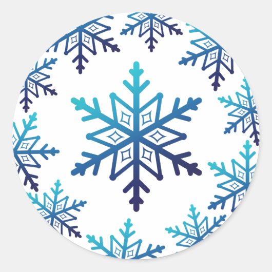 Blauwe sneeuwvlok Noel Kerstmis Ronde Sticker (Voorkant)