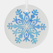 Blauwe sneeuwvlok ontwerp op een glazen ornament (Achterkant)